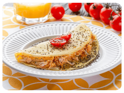 CREPIOCA DE FRANGO DESFIADO